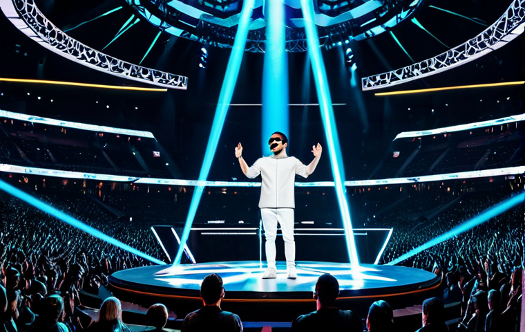 **
"A breathtaking holographic concert featuring a futuristic electronic music DJ. The venue is a massive, modern arena in Moscow, filled with cheering fans. The DJ's hologram is incredibly detailed and energetic, with vibrant light effects and geometric shapes surrounding them. The overall atmosphere is electrifying and futuristic. Safe for work, appropriate content, fully clothed performer in a stylish, modern outfit, professional concert photography, perfect anatomy, natural proportions, high quality."
**